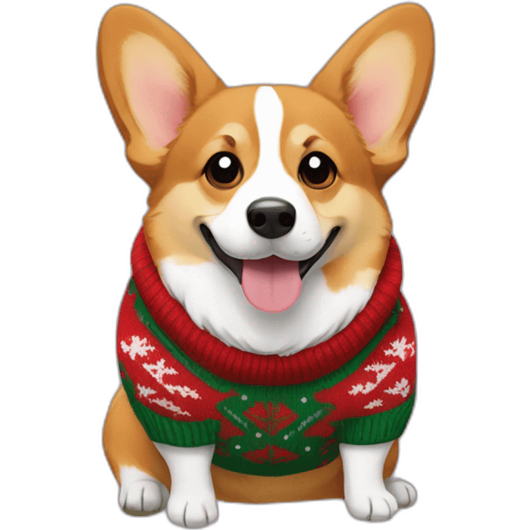 Corgi dog in ugly sweater  emoji