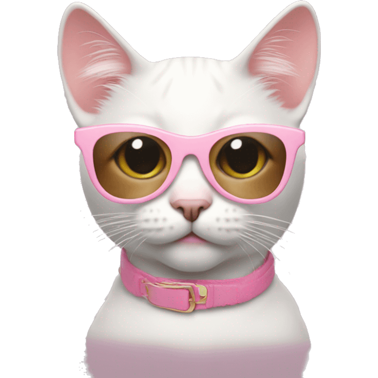 Cat with pastel pink sunglasses emoji