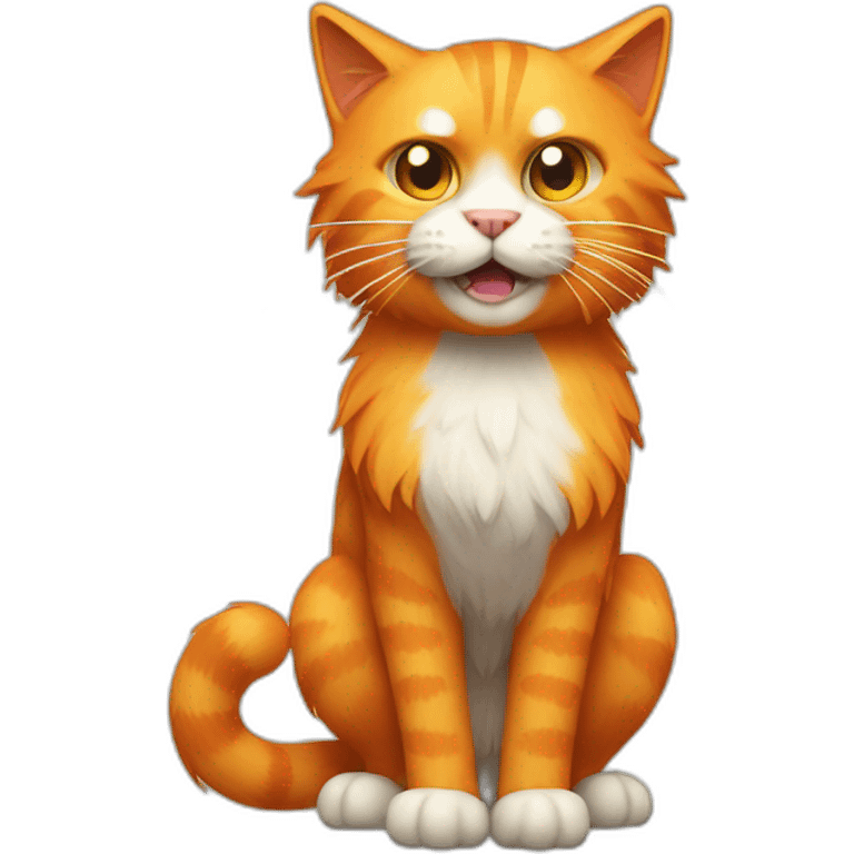 angry orange hairy cat full body with long tail emoji