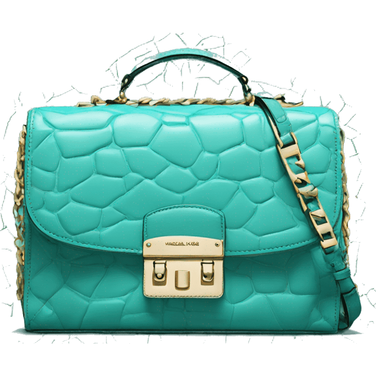 Realistic Michael kors cracked turquoise pattern satchel purse. emoji