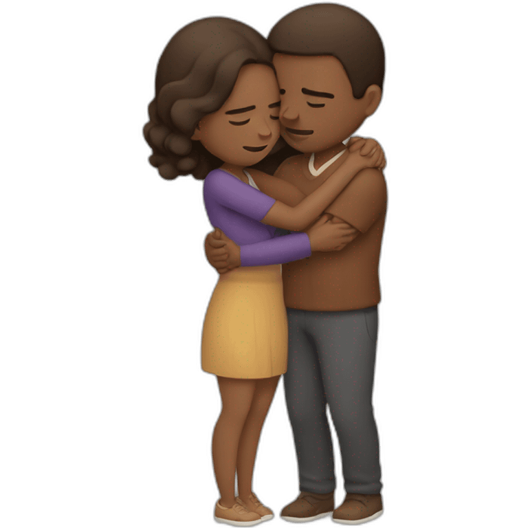 Brown couple hugging each other while crying  emoji