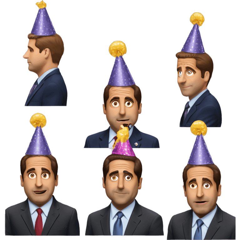 michael scott fullpictue with birthday hat emoji