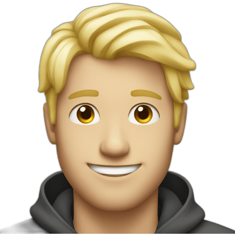 blonde guy with a cringe smile emoji