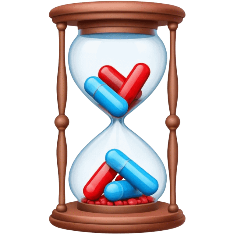 Sandglass with blue pills and red pills emoji