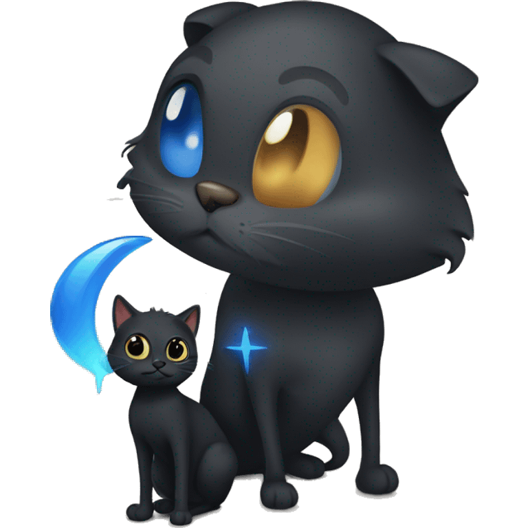 Black cat with estés blue emoji