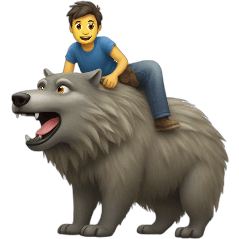 Loup sur un mamouth emoji