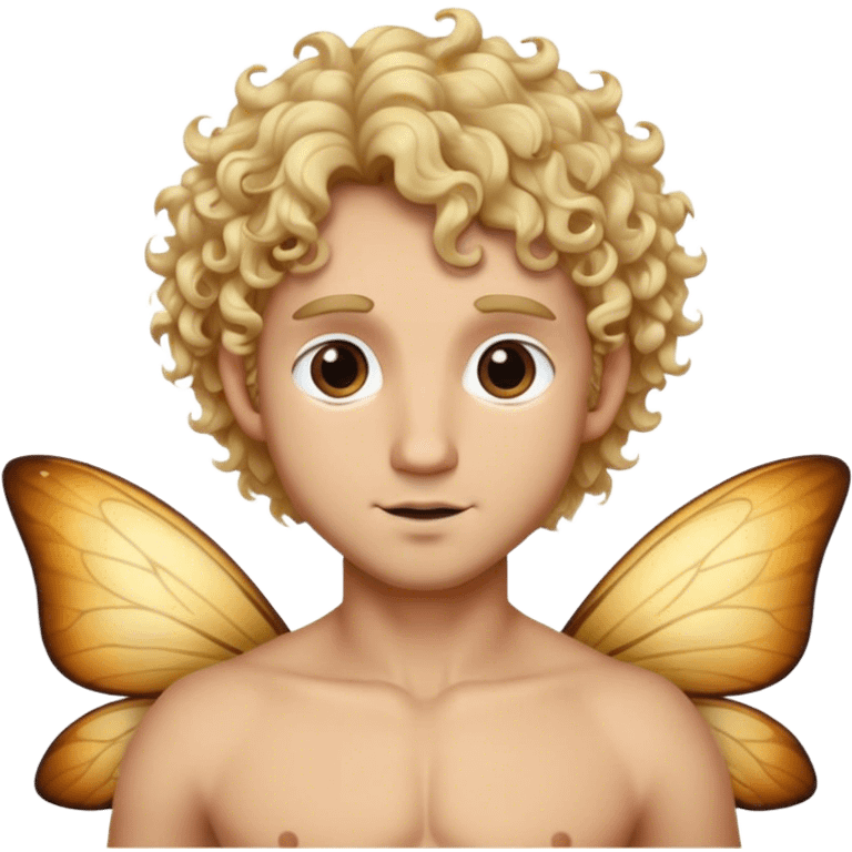 Make an emoji of a fairy with curly blonde hair mixed with black and brown eyes, the character has to be a man  emoji