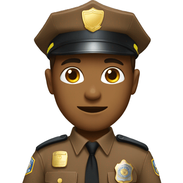 police wearing brown shirt no hat gold badge emoji