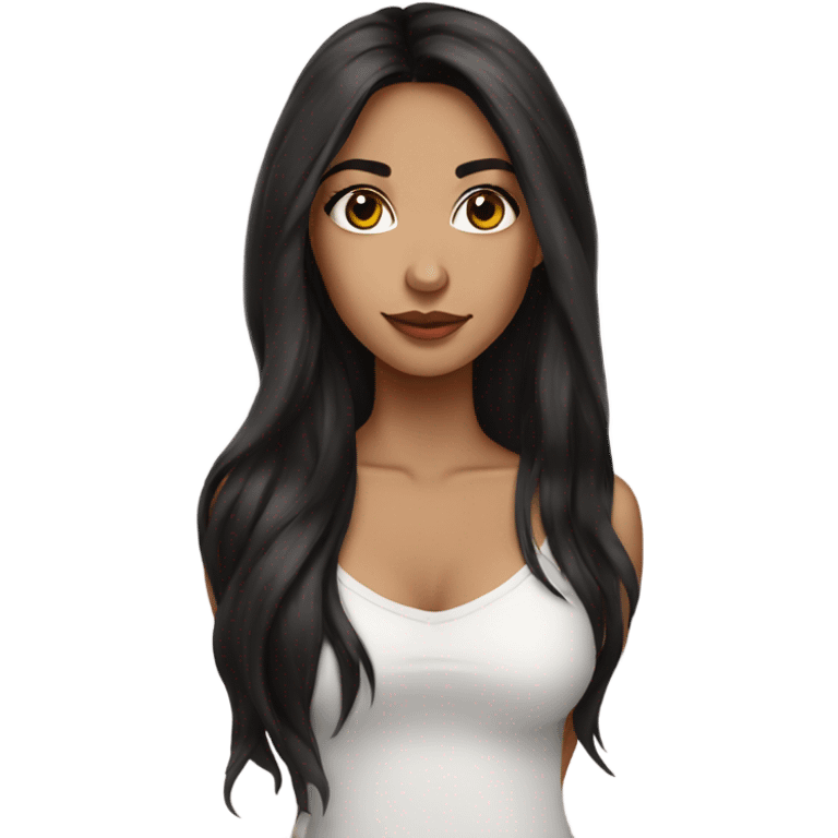 pretty girl dark long hair latina makeup emoji