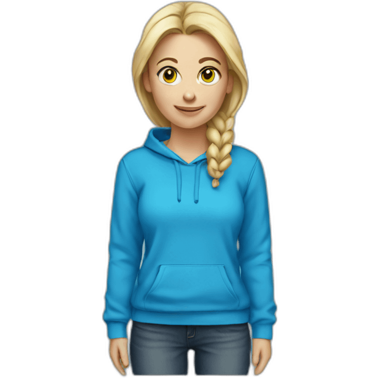 white woman blue sweatshirt emoji