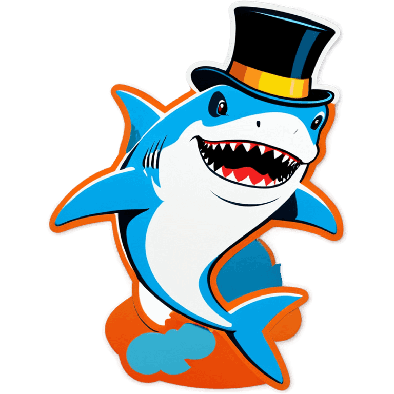 Shark with a top hat emoji