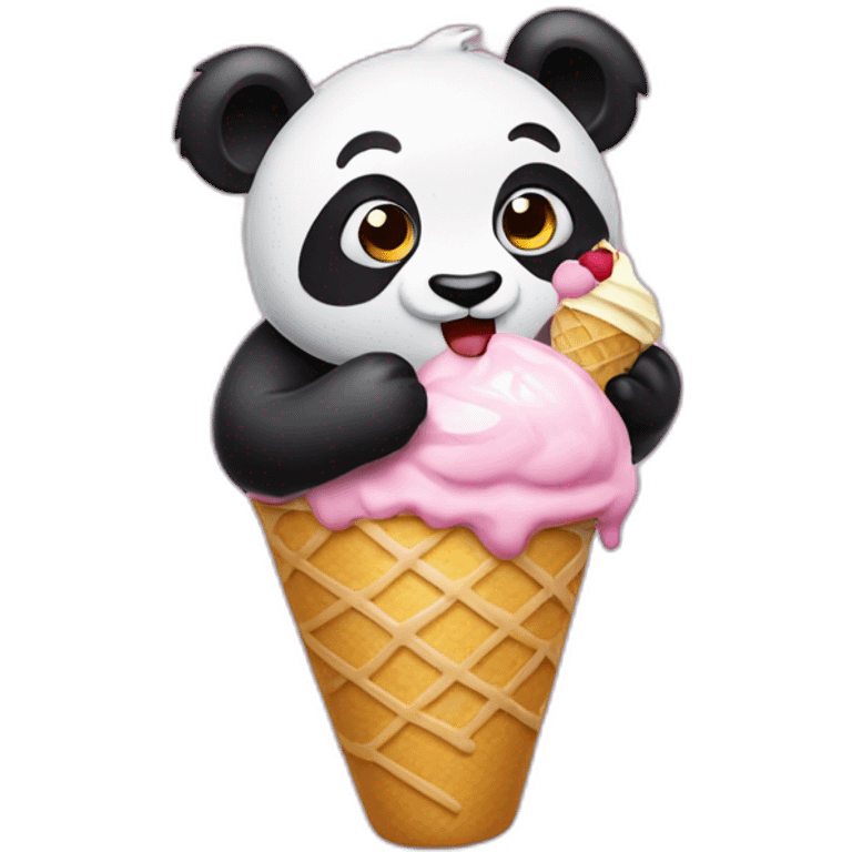 Panda eating ice cream emoji