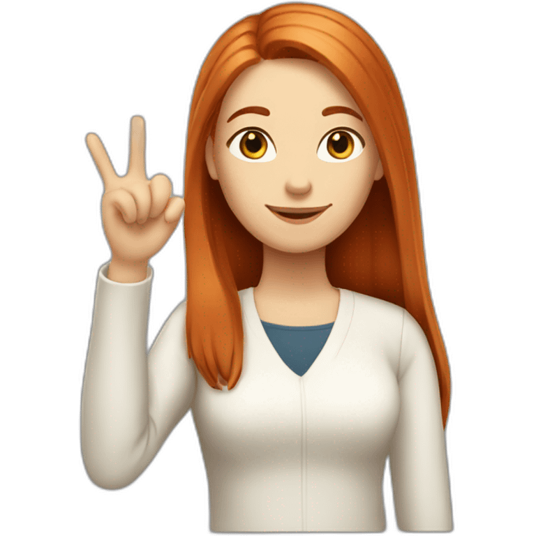 redhead white woman with medium long straight hair, saying ok emoji