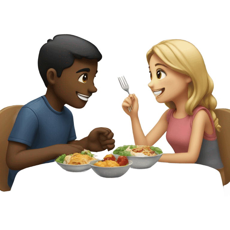 Boy and Girl couple eating  emoji