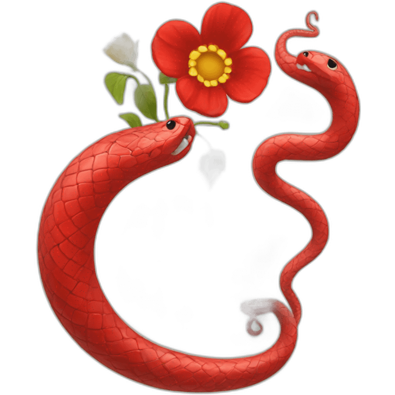 Romantic red heart with a snake and a flower rapped around it emoji