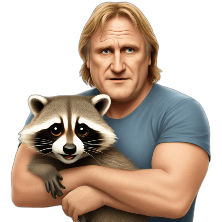 Gerard Depardieu with racoon emoji