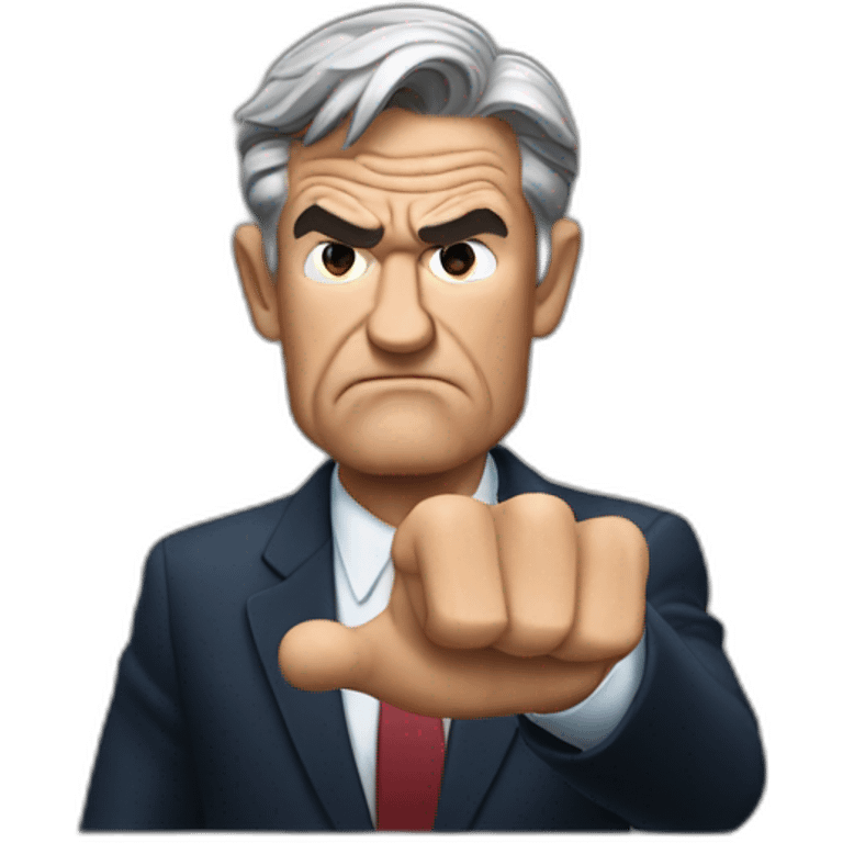 Jerome powell angry showing palm of his hand emoji