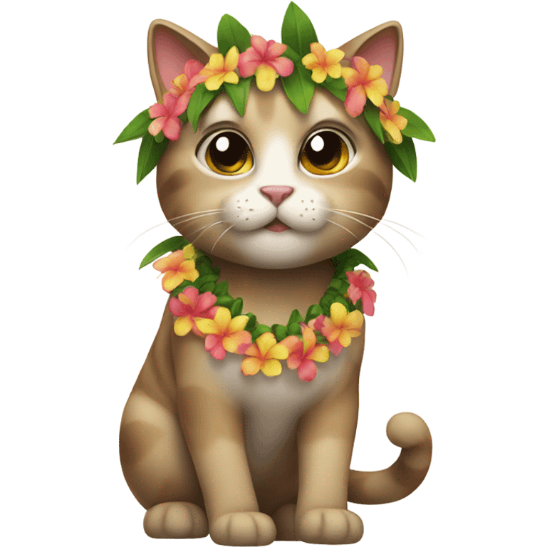 cat wearing hawaiian lei  emoji