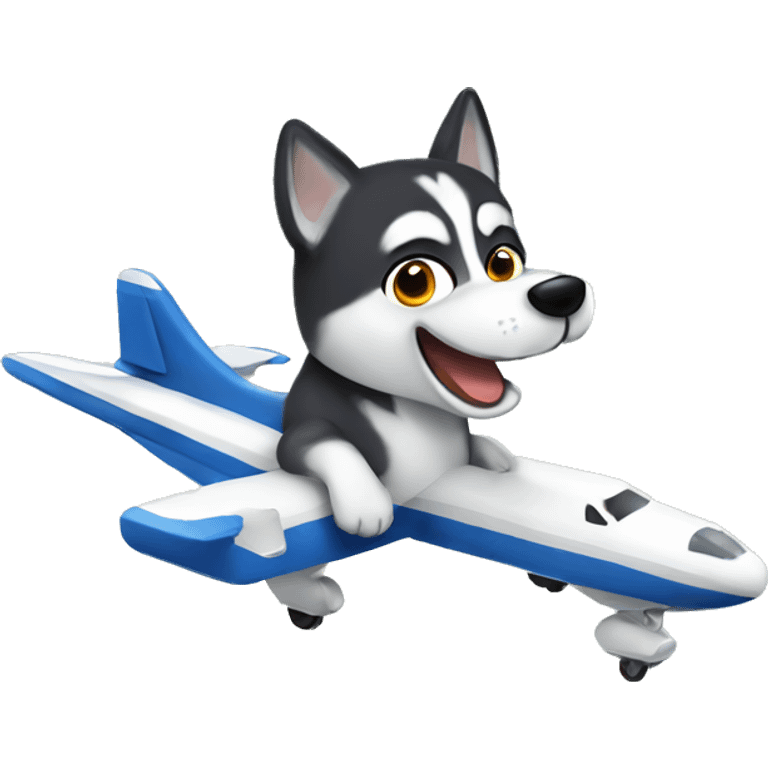 Husky flying a plane emoji