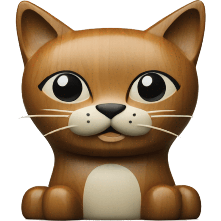 Mid century modern style wooden cat statue emoji