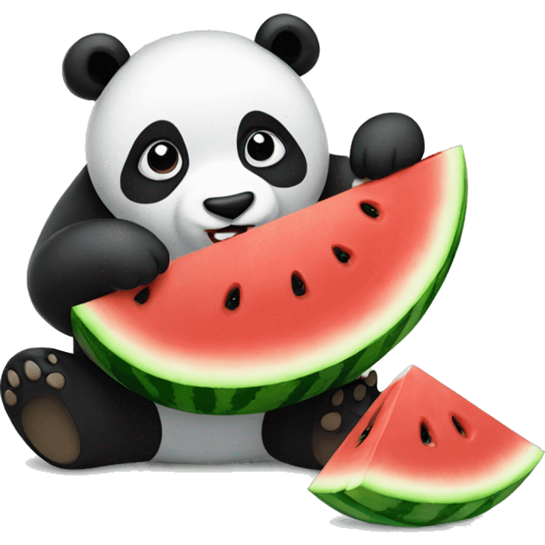 Panda emoji eating watermelon emoji