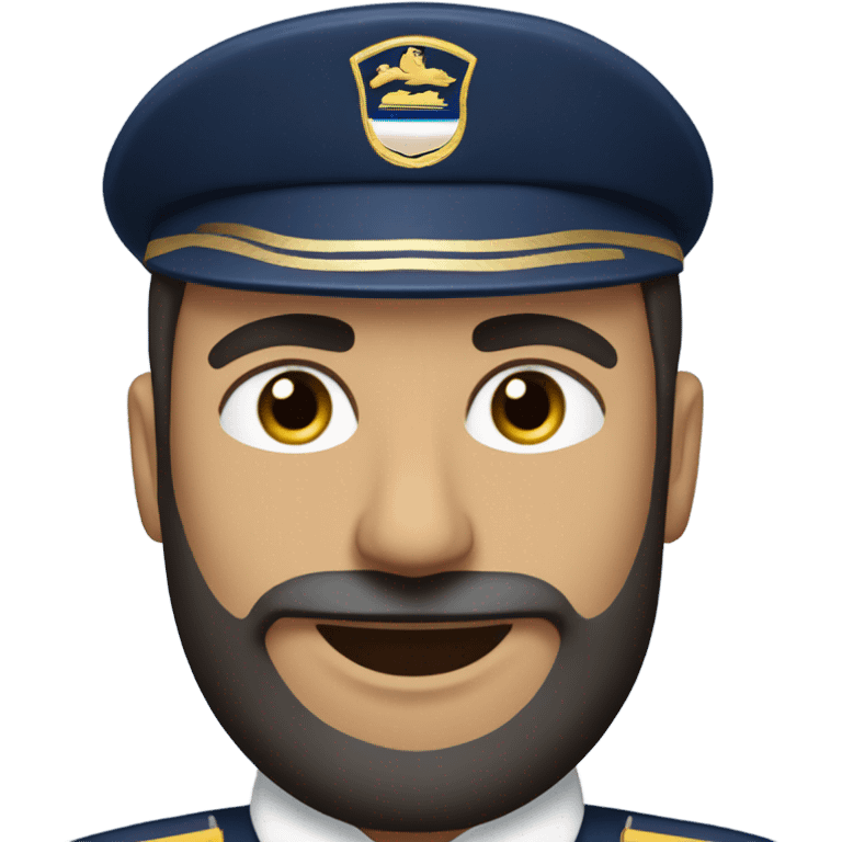 Male Persian Flight attendant with beard at United airlines navy blue uniform 2 epaulet stripes NO HAT emoji