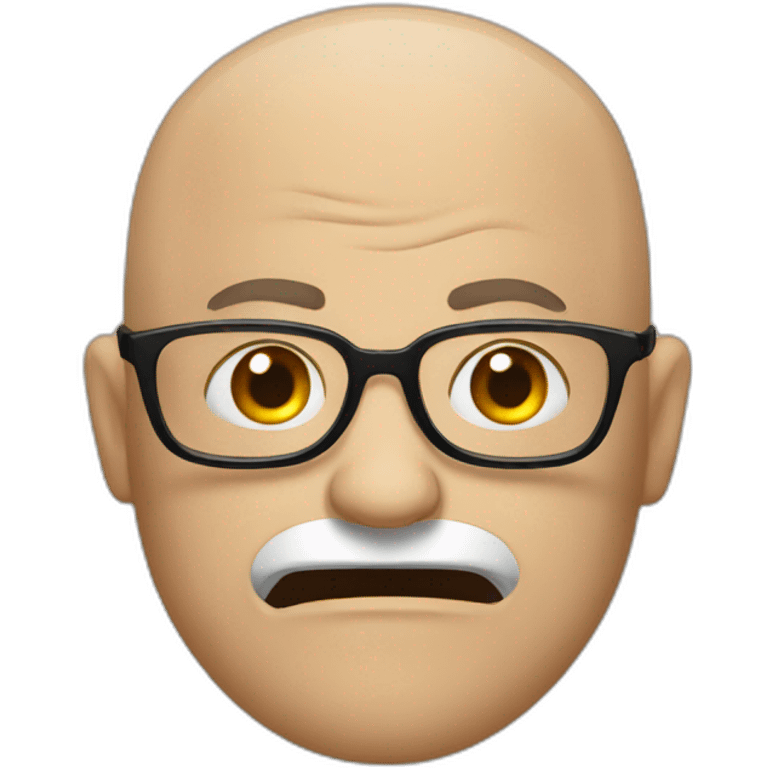 angry bald male with thick black glasses emoji