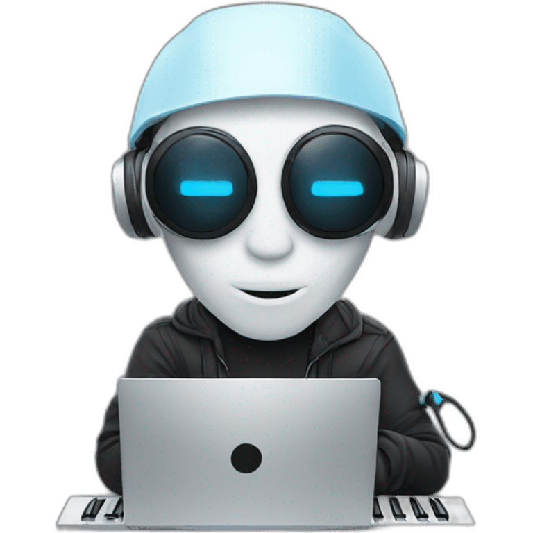 Music producer with an alienware pc emoji