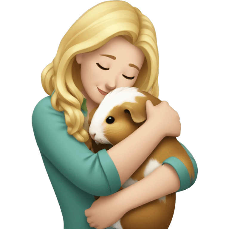 Blonde Woman hugging a guineapig emoji