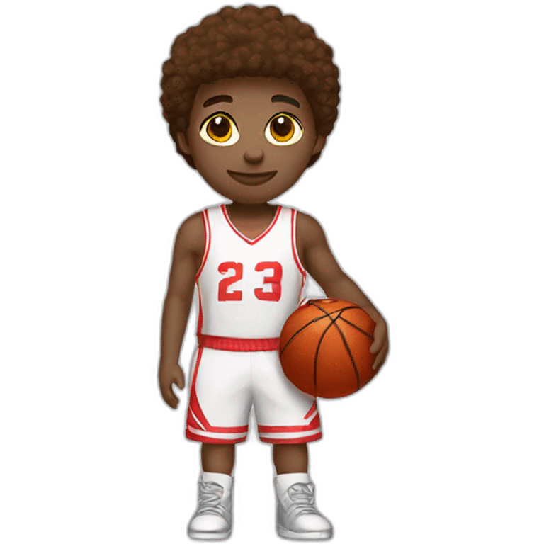 Basketball, white teen, red and white uniform emoji