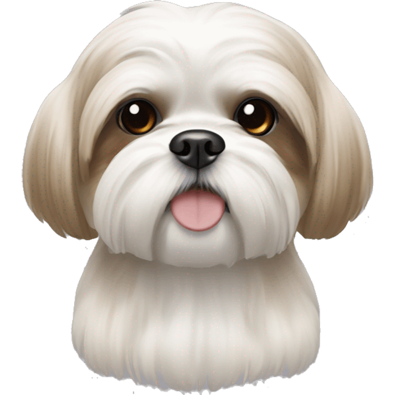 White Shih tzu with a couple light brown spots  emoji