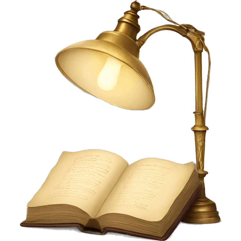 vintage lamp with open book emoji