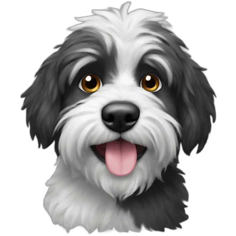 Black and white scruffy dog with binky in mouth emoji