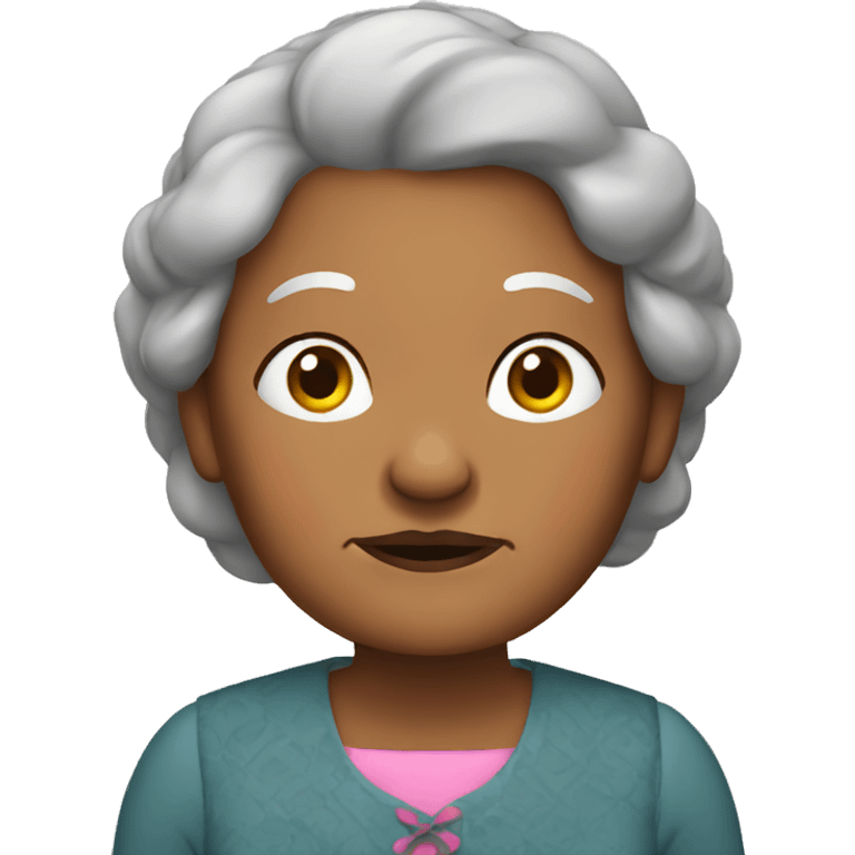 Brown granny with bun + disappointed  emoji