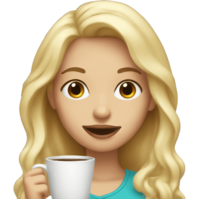 Blonde girl drinking coffee  emoji