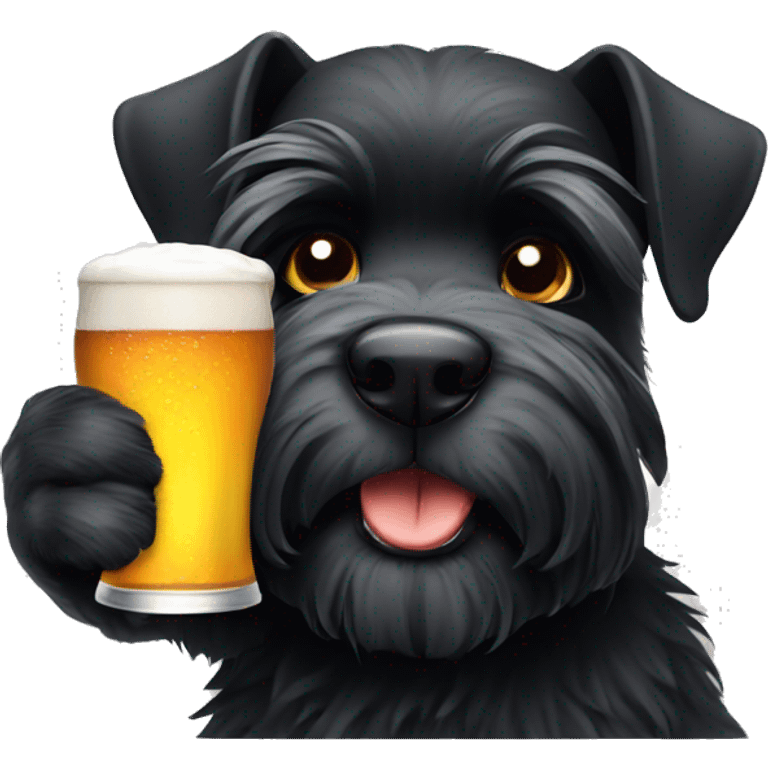 Black schnauzer drinking a cold beer emoji