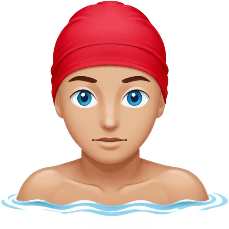 Swimmer in a red swim cap with blue eyes  emoji