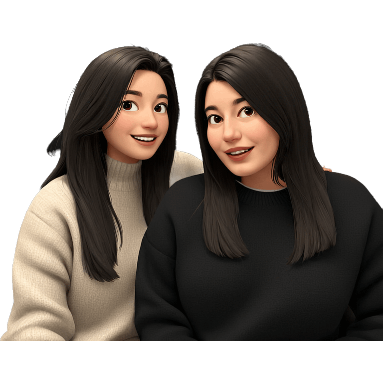 smiling girls in cozy sweaters emoji