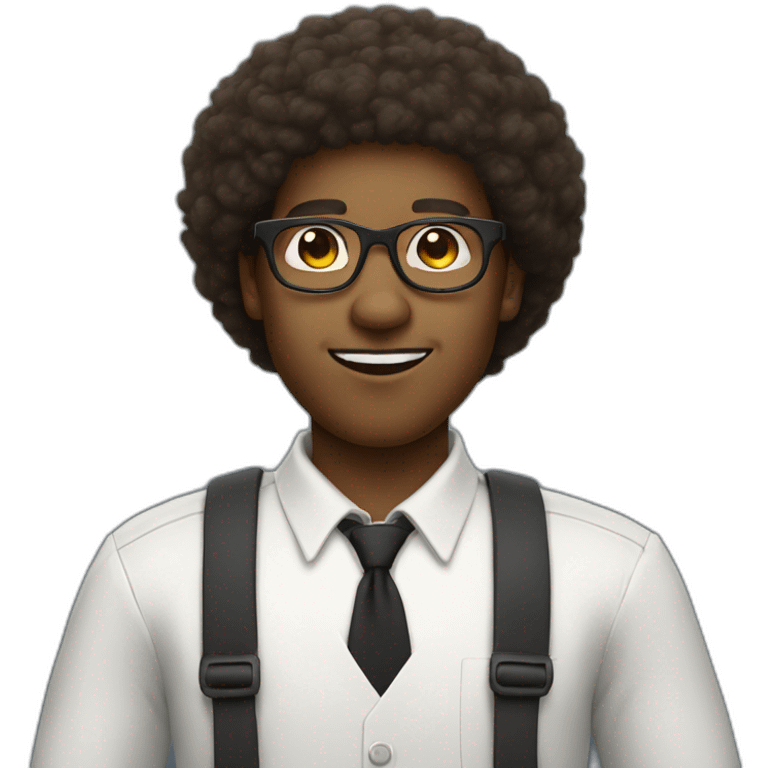 nerd black boy with an afro wearing glasses has a small goatee beard  emoji