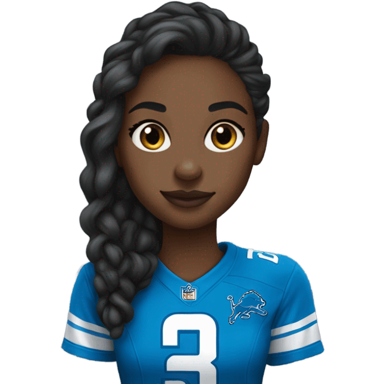 Black girl wearing Detroit Lions clothes emoji