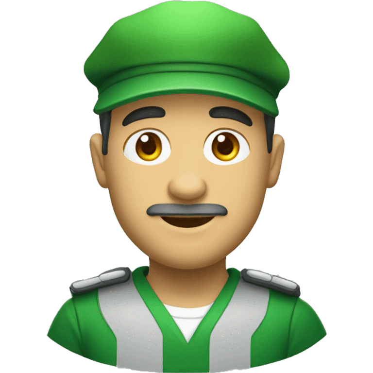 crear un profesor con gorra verde y camisa verde cuello mao emoji