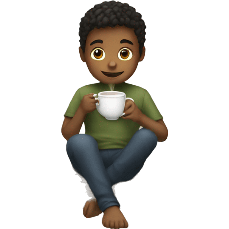 A boy drinking tea  emoji