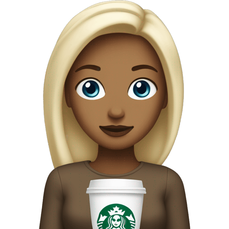 Starbucks cup drink with blonde girl blue eyes  emoji