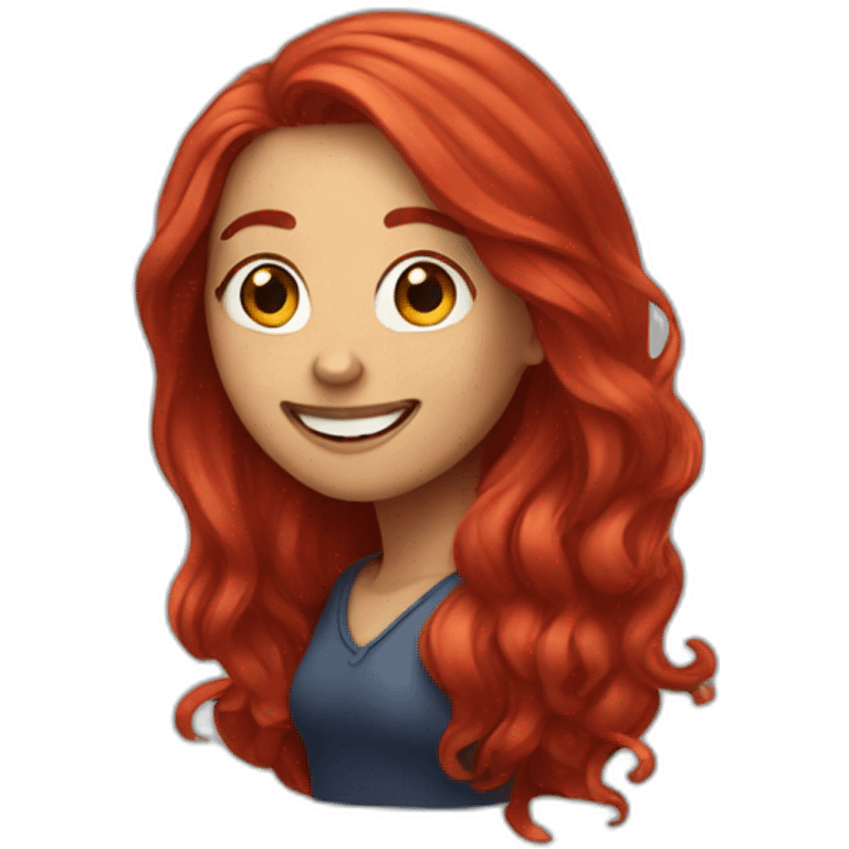 red long hair woman smiling emoji