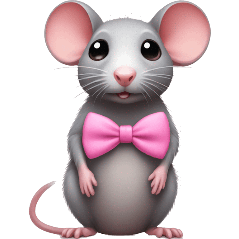 Rat wearing a cute pink bow emoji