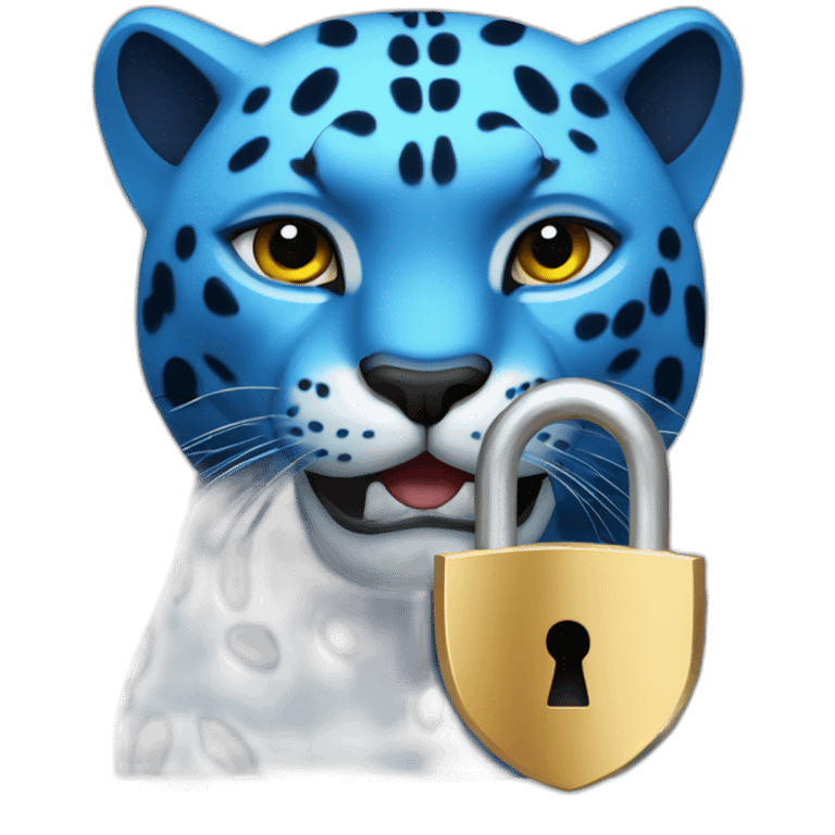 blue panther with secure padlock emoji