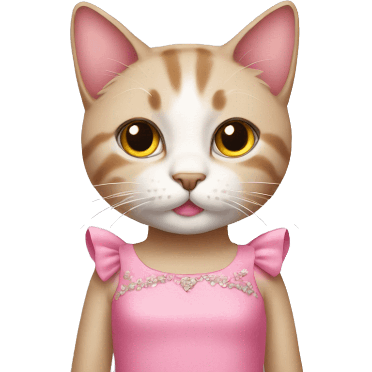 cat wearing a pink dress emoji