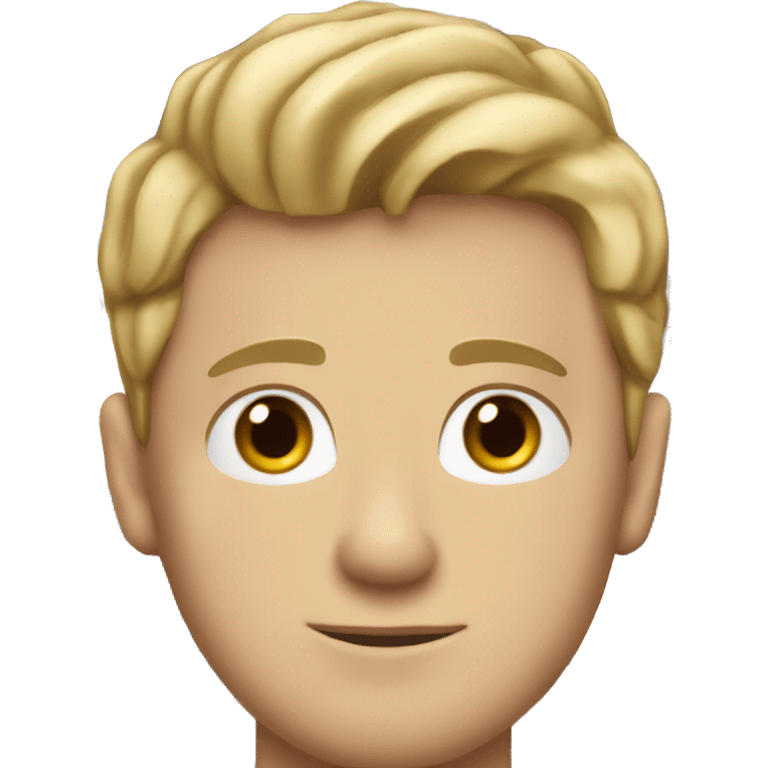 Dark blond man with hazel eyes and short hair in a plaid tshirt  emoji