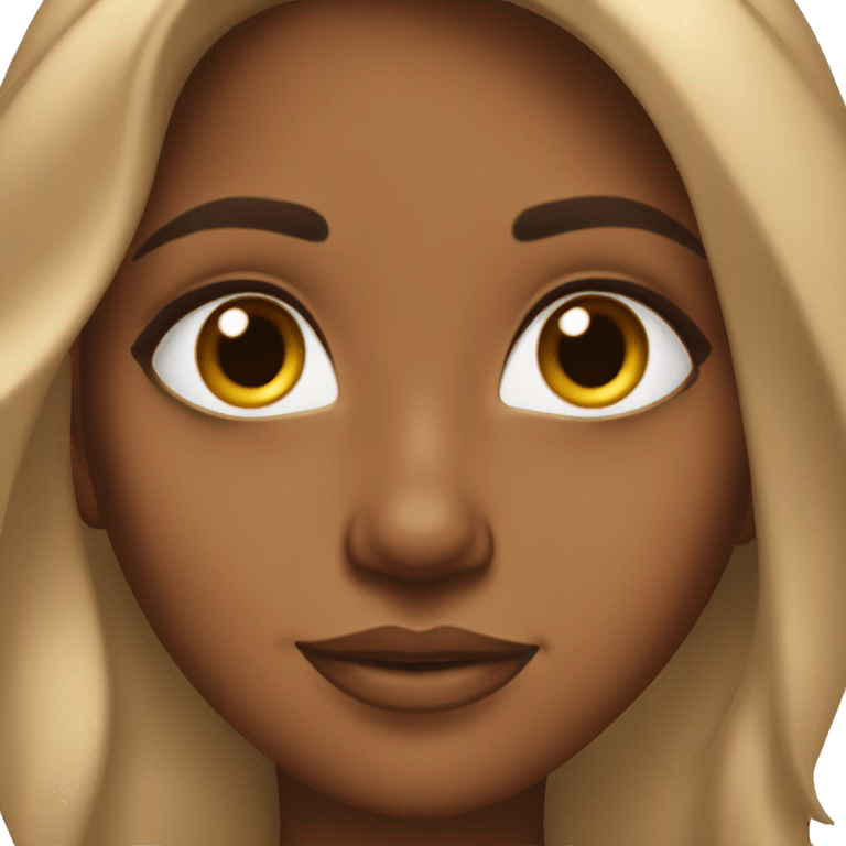 brown girl with long brown hair, luscious eyelashes, almond brown eyes, and a gold nose ring on the left side emoji