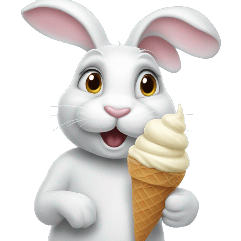 Bunny eating ice cream emoji